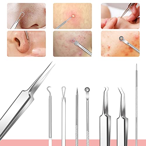 Blackhead Remover Tool Stainless Steel Comedone Pimple Extractor Kit with Portable Metal Case for Comedone Zit Acne Whitehead Blemish