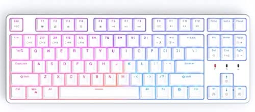 CIY X77 Hot-Swappable Mechanical Keyboard/RGB Gaming Keyboard/USB C/Anti Ghosting/N-Key Rollover/Compact Layout 87 Key/Magnetic Upper Cover/for Mac Windows (White and Red Switch)