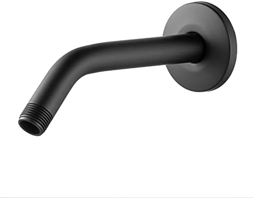 OFFO Shower Arm with Flange 6 Inches Wall Mount Replacement Angle Shower Head Arm Wall-Mounted For Fixed Shower Head & Handheld Showerhead Matte Black