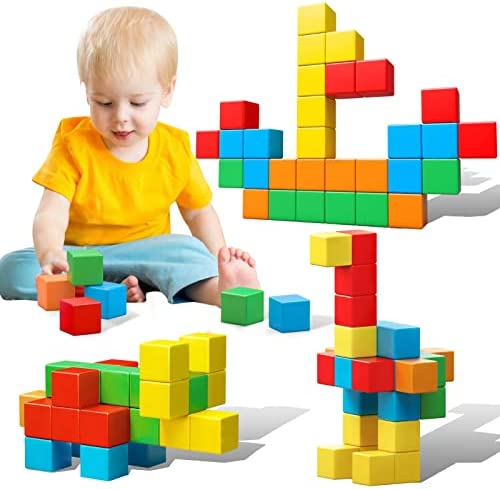 Magnetic Blocks, 1.41 inch Large Magnetic Building Blocks Toys for Toddlers 3 4 5 6 7 8+ Years Old Boys Girls Magnetic Cubes for Kids 1-3 Montessori Toys STEM Preschool Educational Building Cube