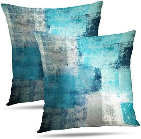 Alricc Turquoise Throw Pillow Covers 20x20 Teal, 2 Pack Square Decorative Pillow Cases Cushion for Farmhouse Home Decor