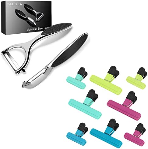 TACGEA Vegetable Peeler for Kitchen 2 Pack & 8 Pack Food Clips